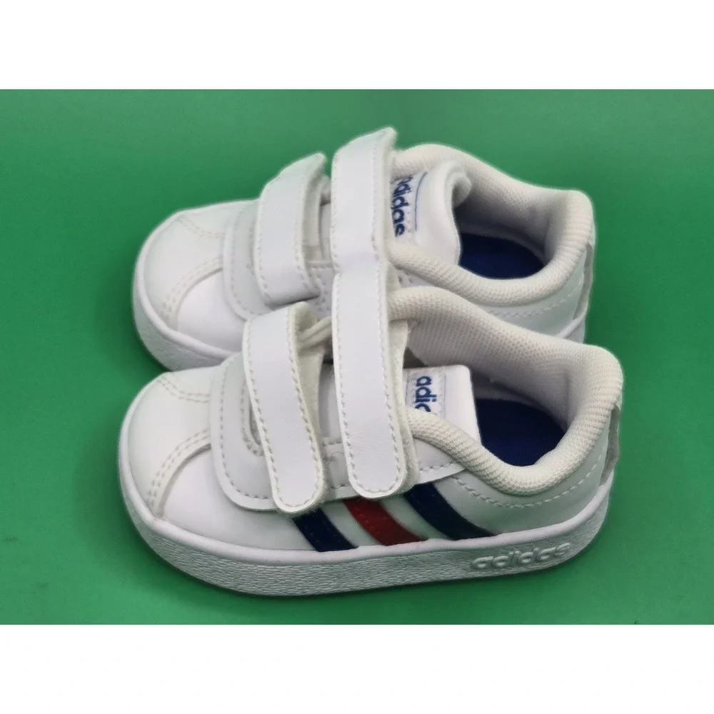 Adidas VL Court 2.0 CMF Baby Infant Shoes Size 3K Red White Blue‎